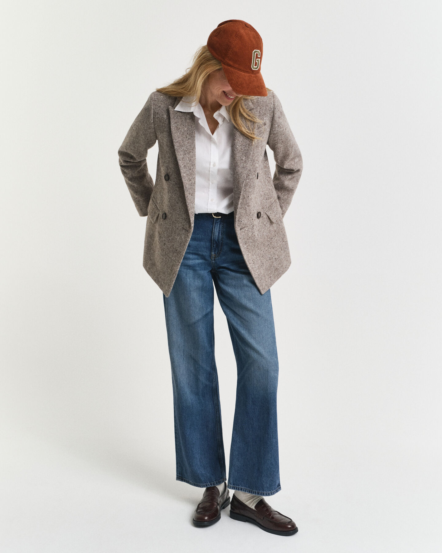 Blazer em lã texturizada regular fit