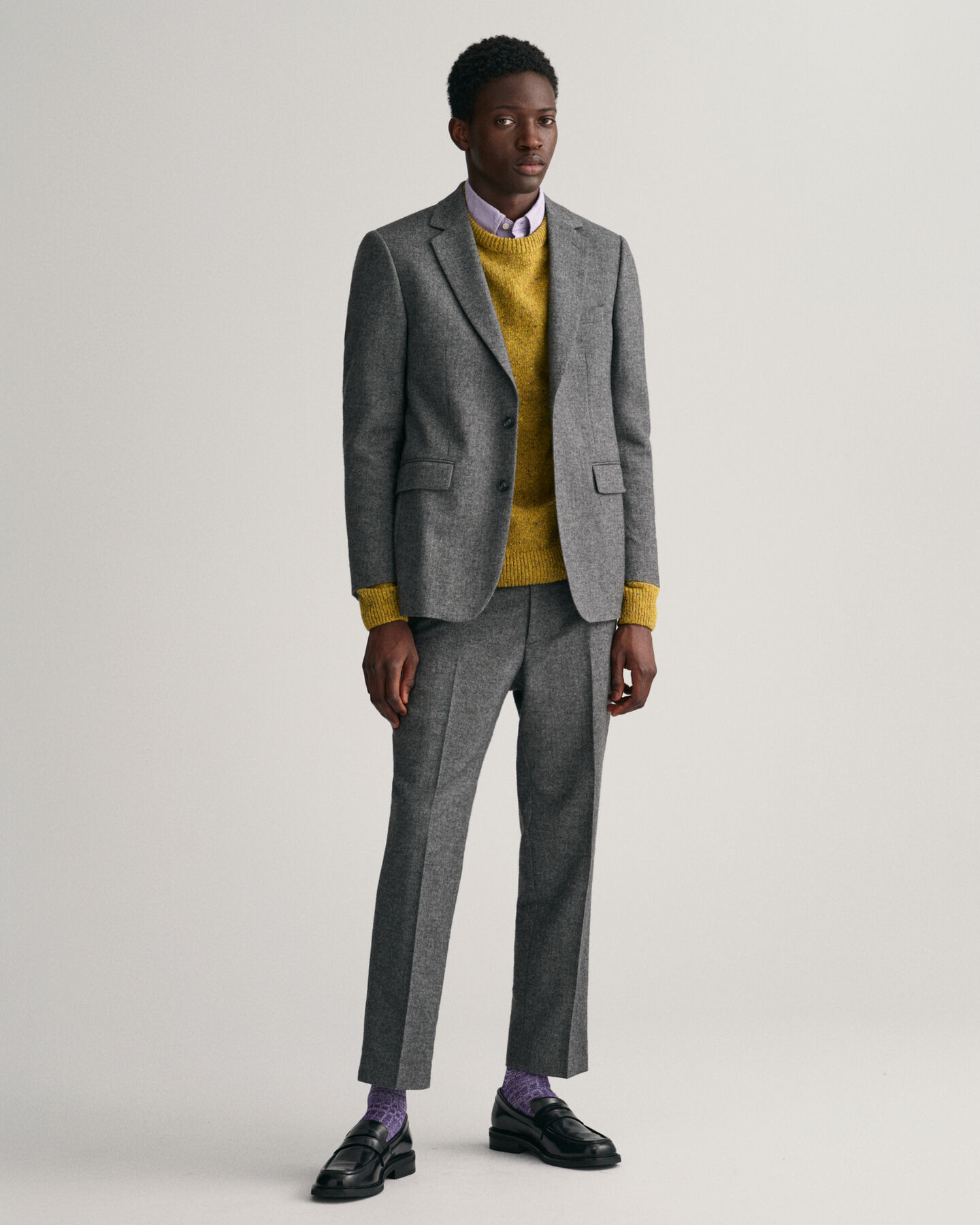 Blazer de fato com padrão espinha de peixe