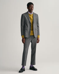 Blazer de fato com padrão espinha de peixe