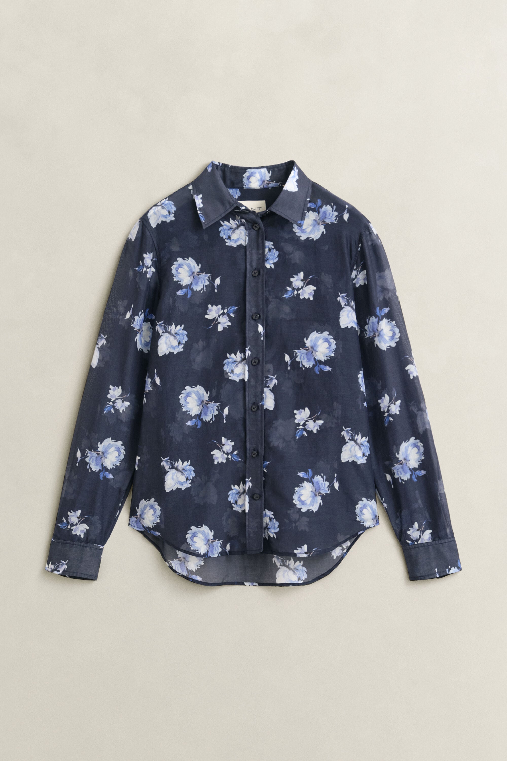 Camisa em algodão e seda com estampado Floral