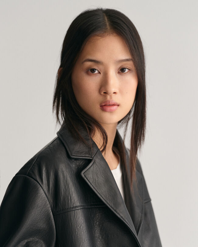 Blazer-casaco em pele