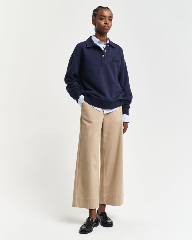 Cal&ccedil;as curtas com perna larga em algod&atilde;o