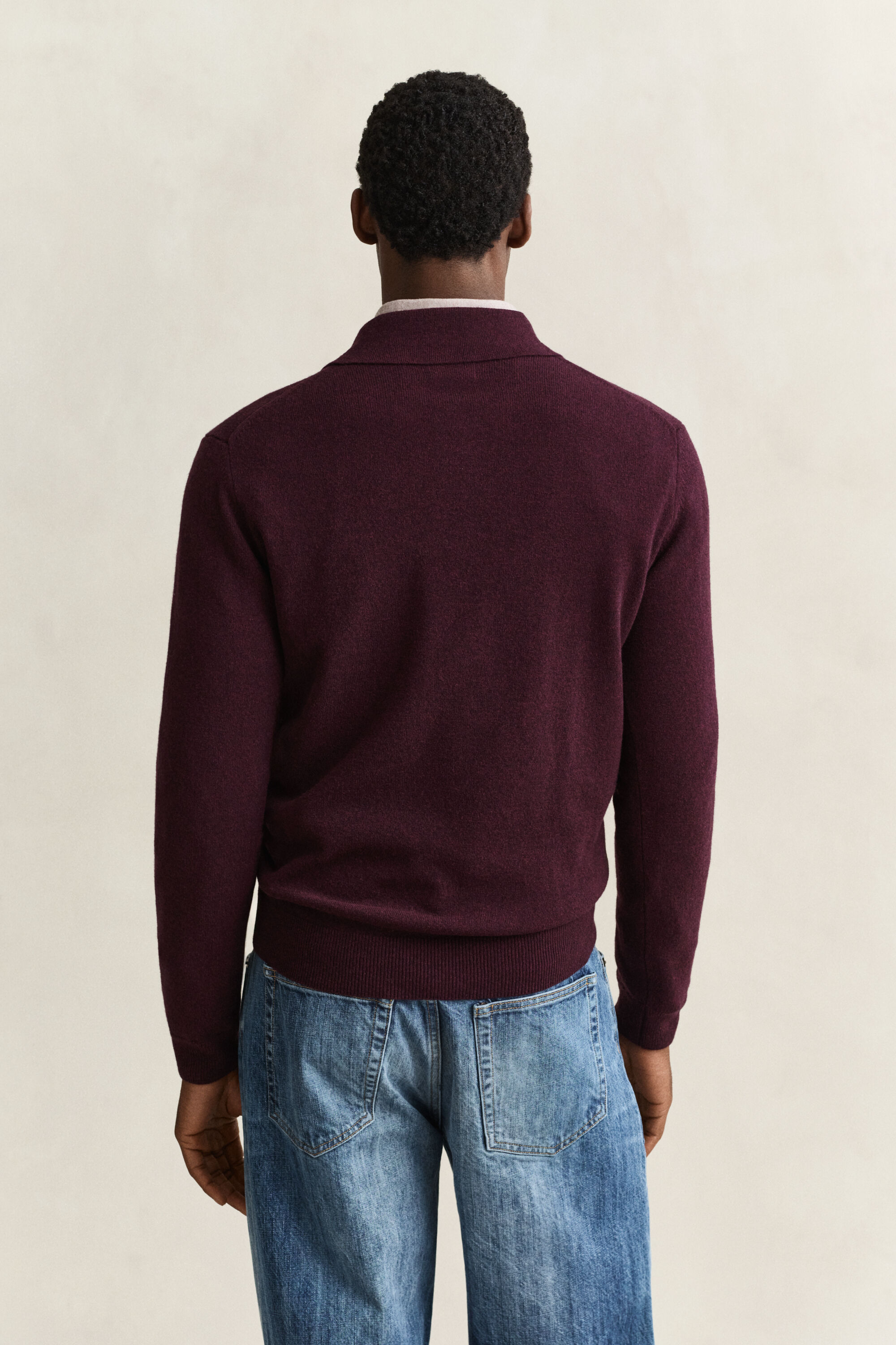 Camisola de malha tipo polo em lã extrafina