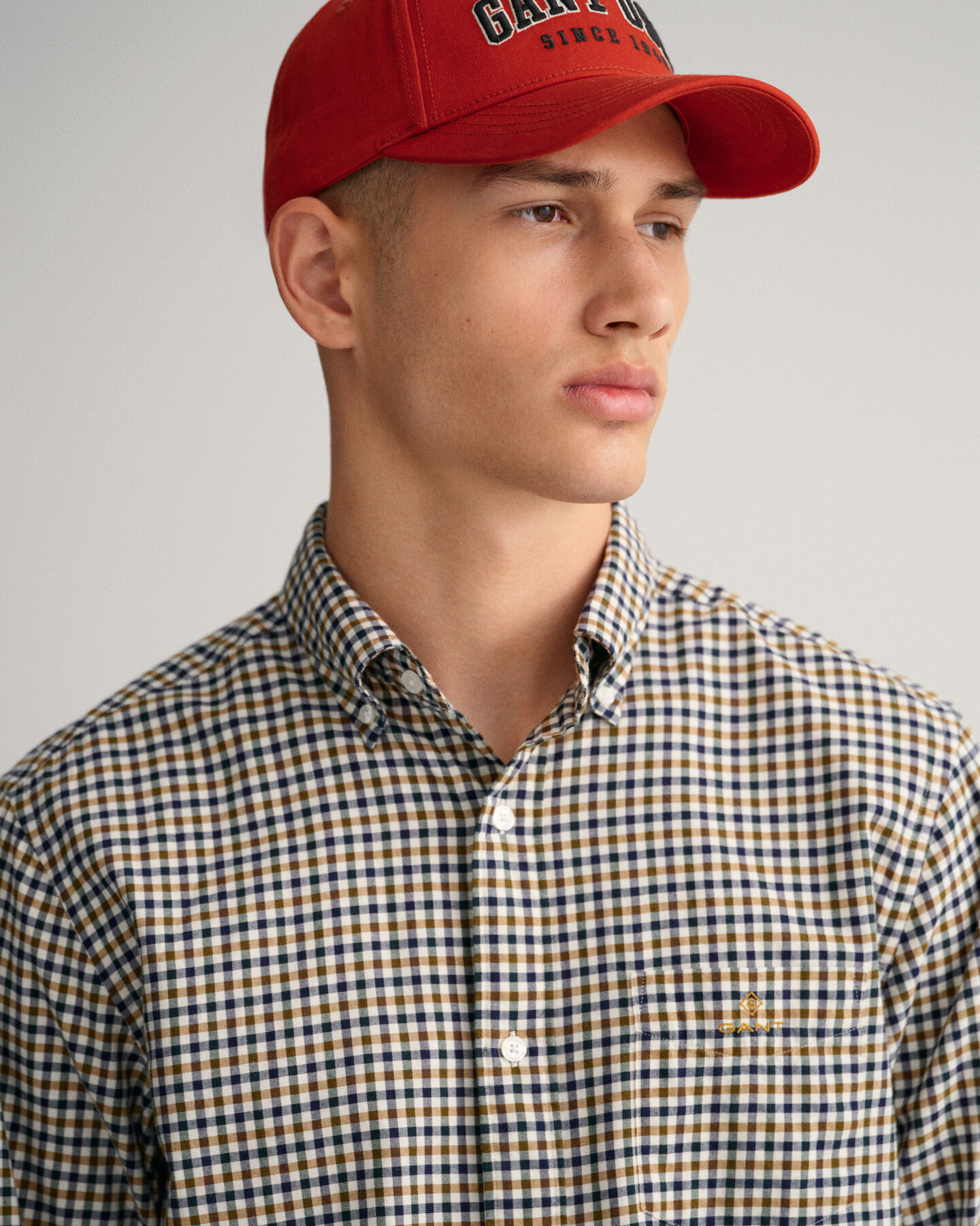Camisa em sarja gingham regular fit