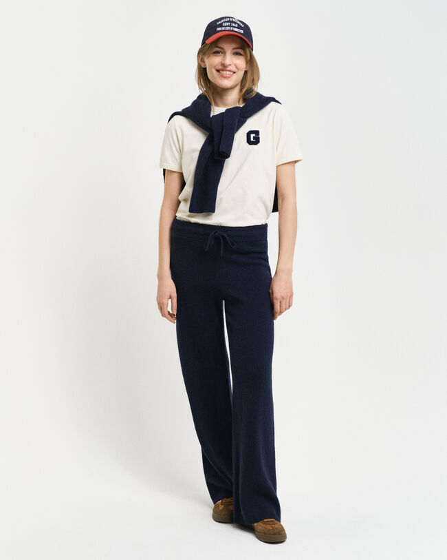 Calças em malha de lã