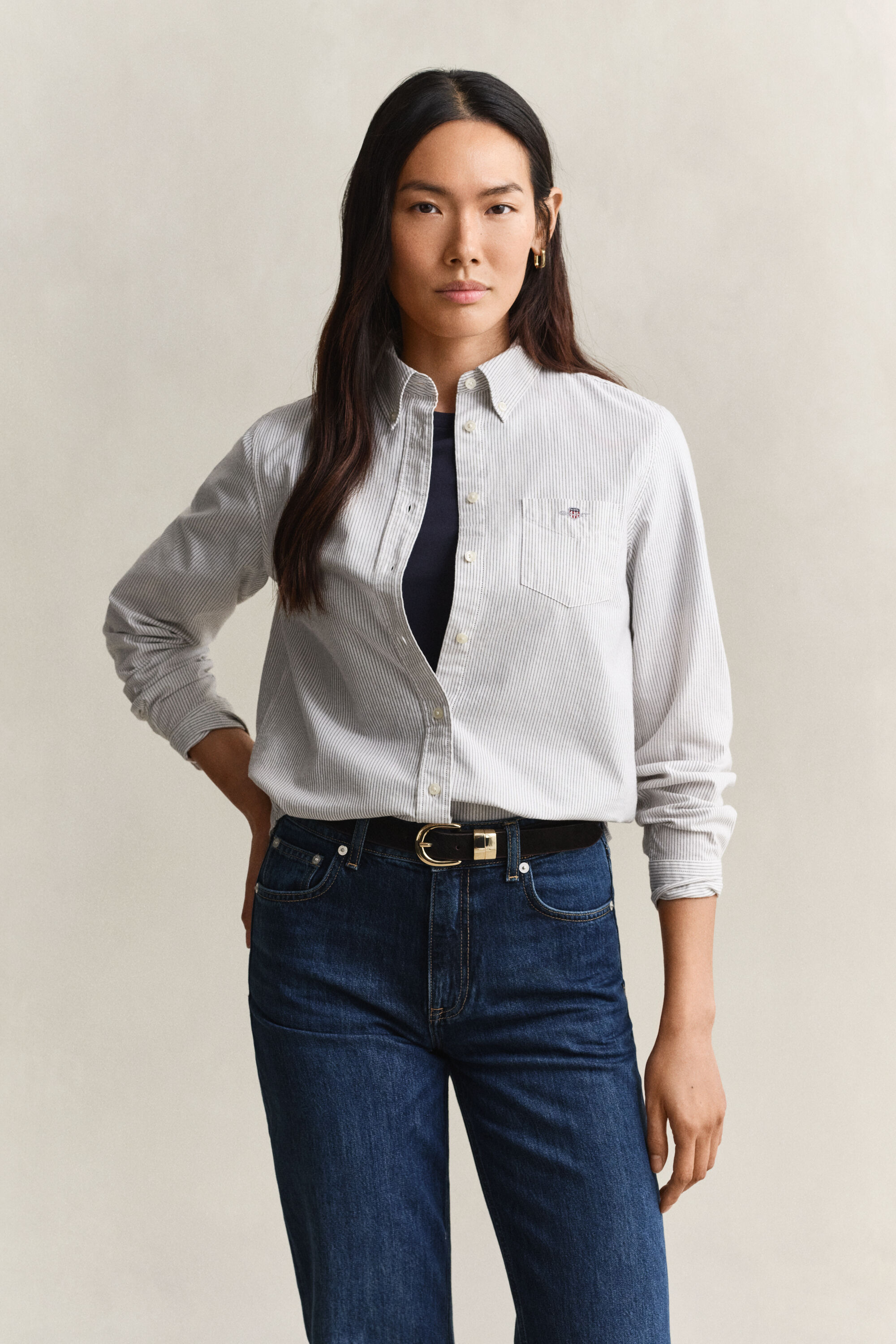 Camisa Oxford às riscas Classic