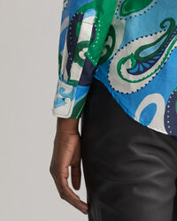 Camisa de seda de algodão com padrão paisley regular fit