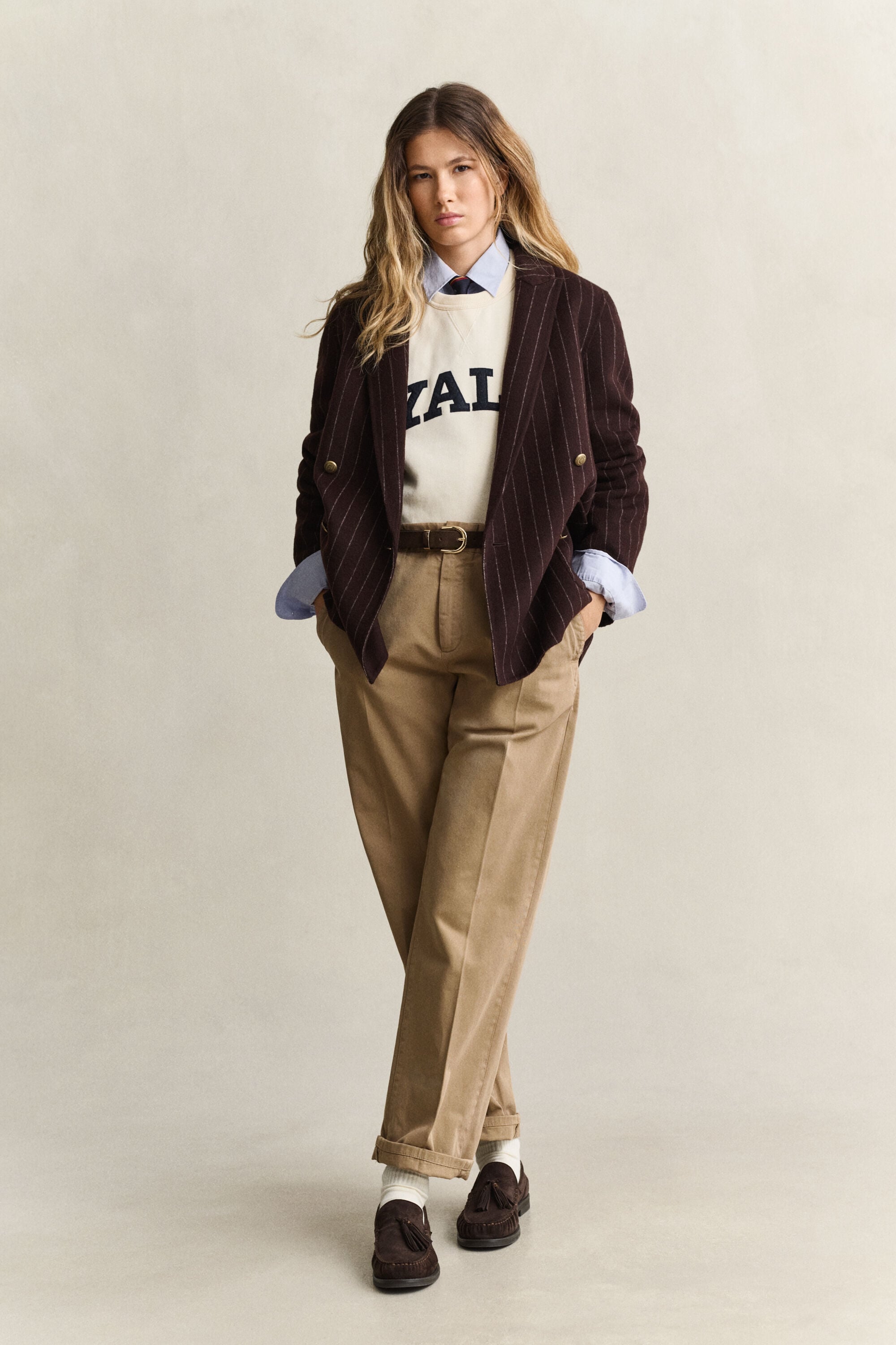 Blazer cosido à mão às riscas Gant x Yale