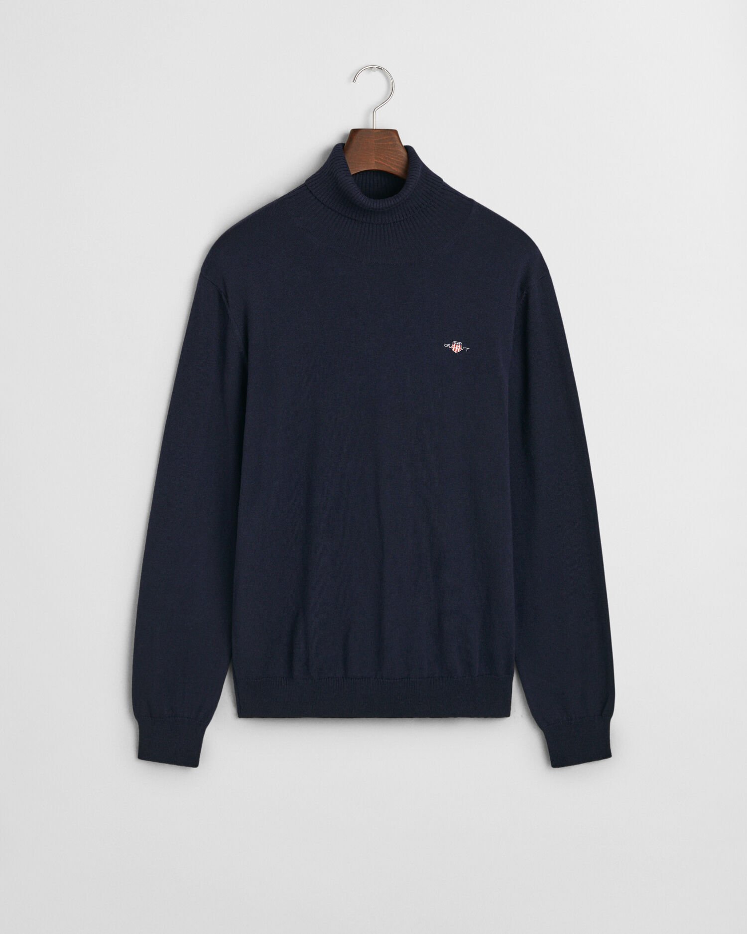 Camisola de gola alta em lã e algodão