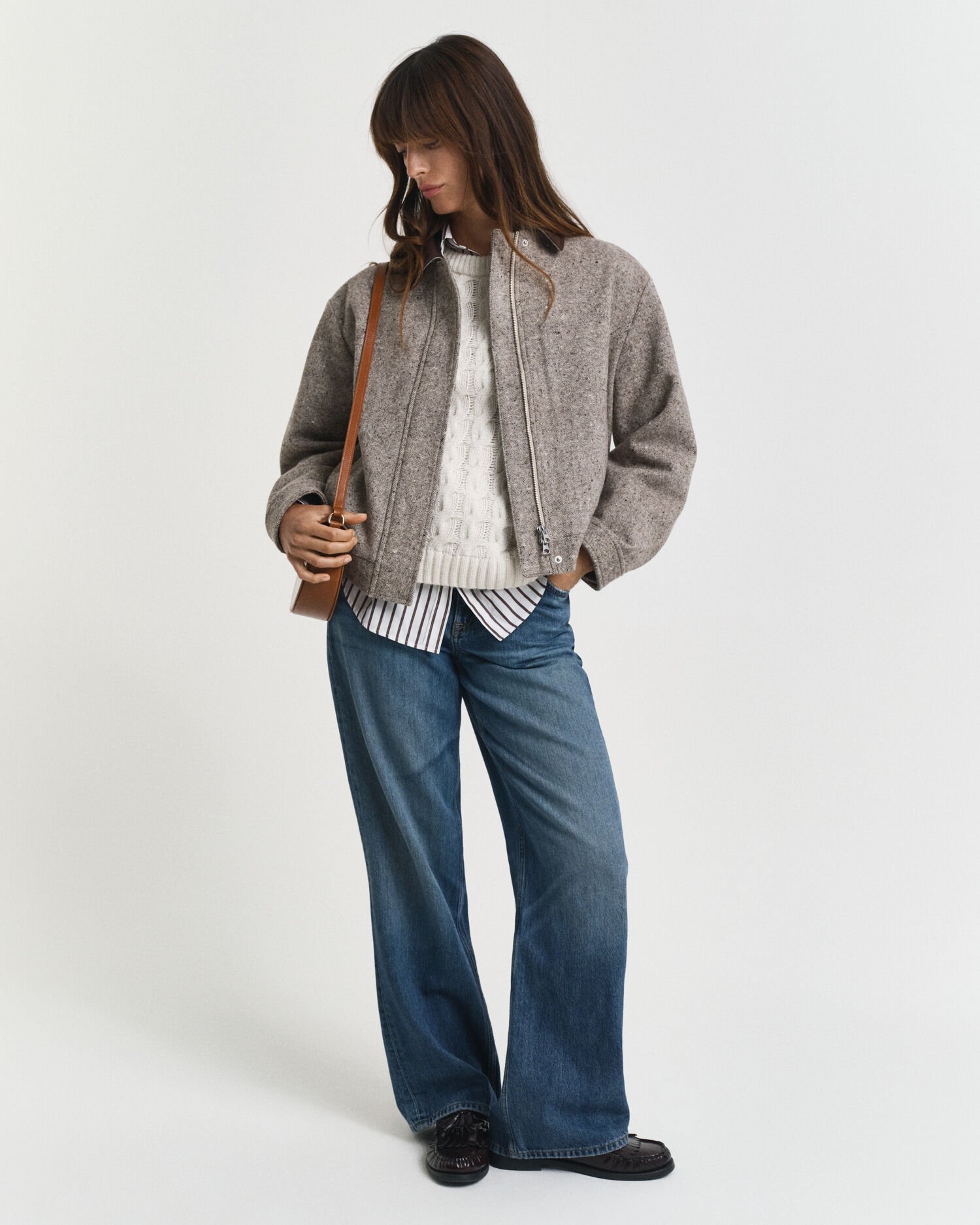 Casaco em lã com colarinho Contrast