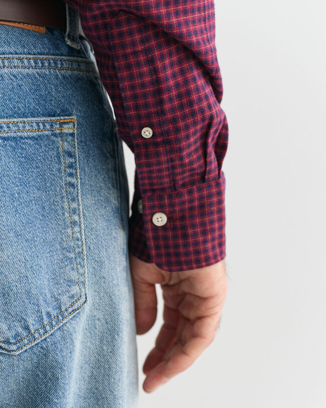 Camisa de flanela com micropadrão de xadrez regular fit