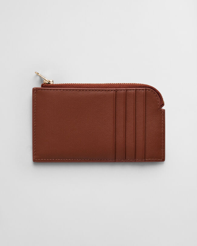 Porta-cartões em pele com fecho de correr