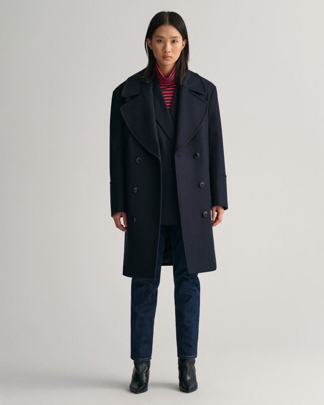 Casaco de marinheiro em mistura de lã