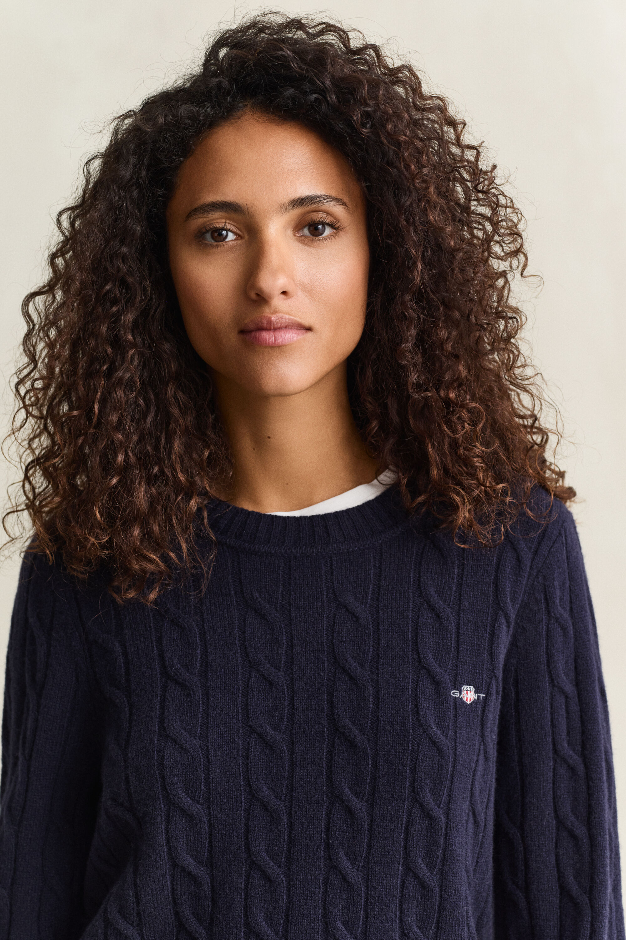 Camisola de malha entrançada em lã