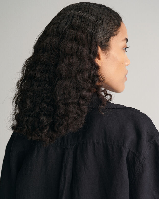 Camisa de manga curta em linho Popover relaxed fit