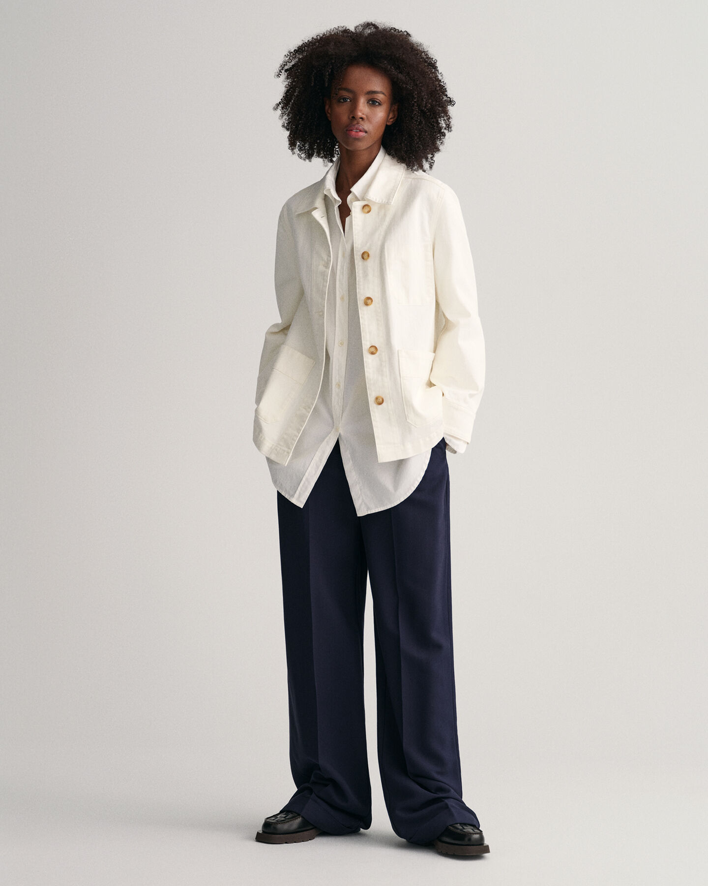 Casaco-camisa em sarja