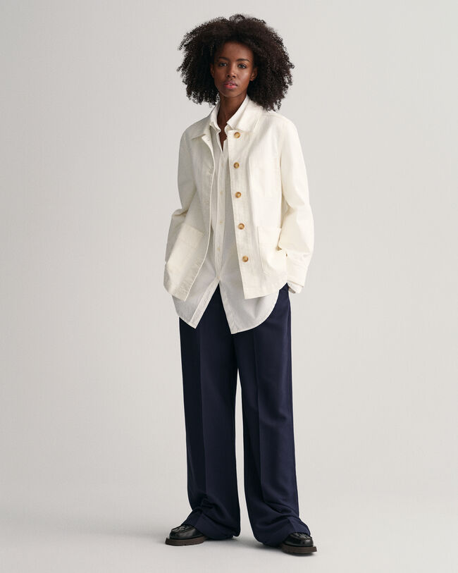 Casaco-camisa em sarja