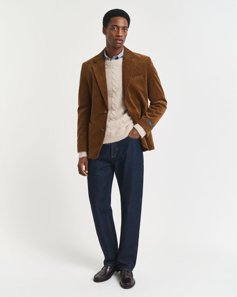 Camisola de malha entrançada com decote redondo