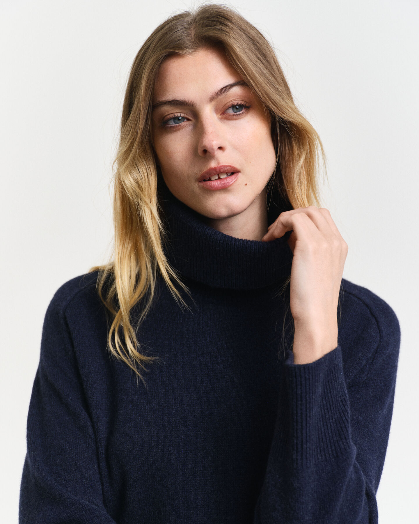 Vestido com gola alta Herringbone Detail