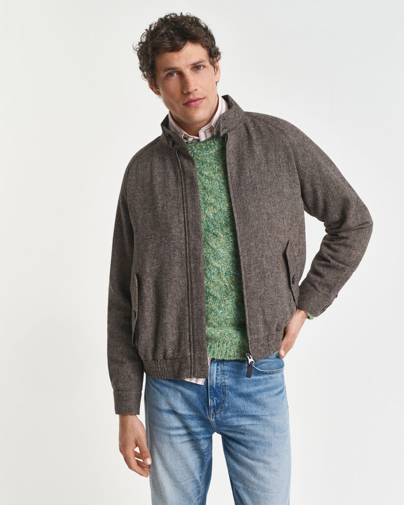 Casaco Harrington em mistura de lã