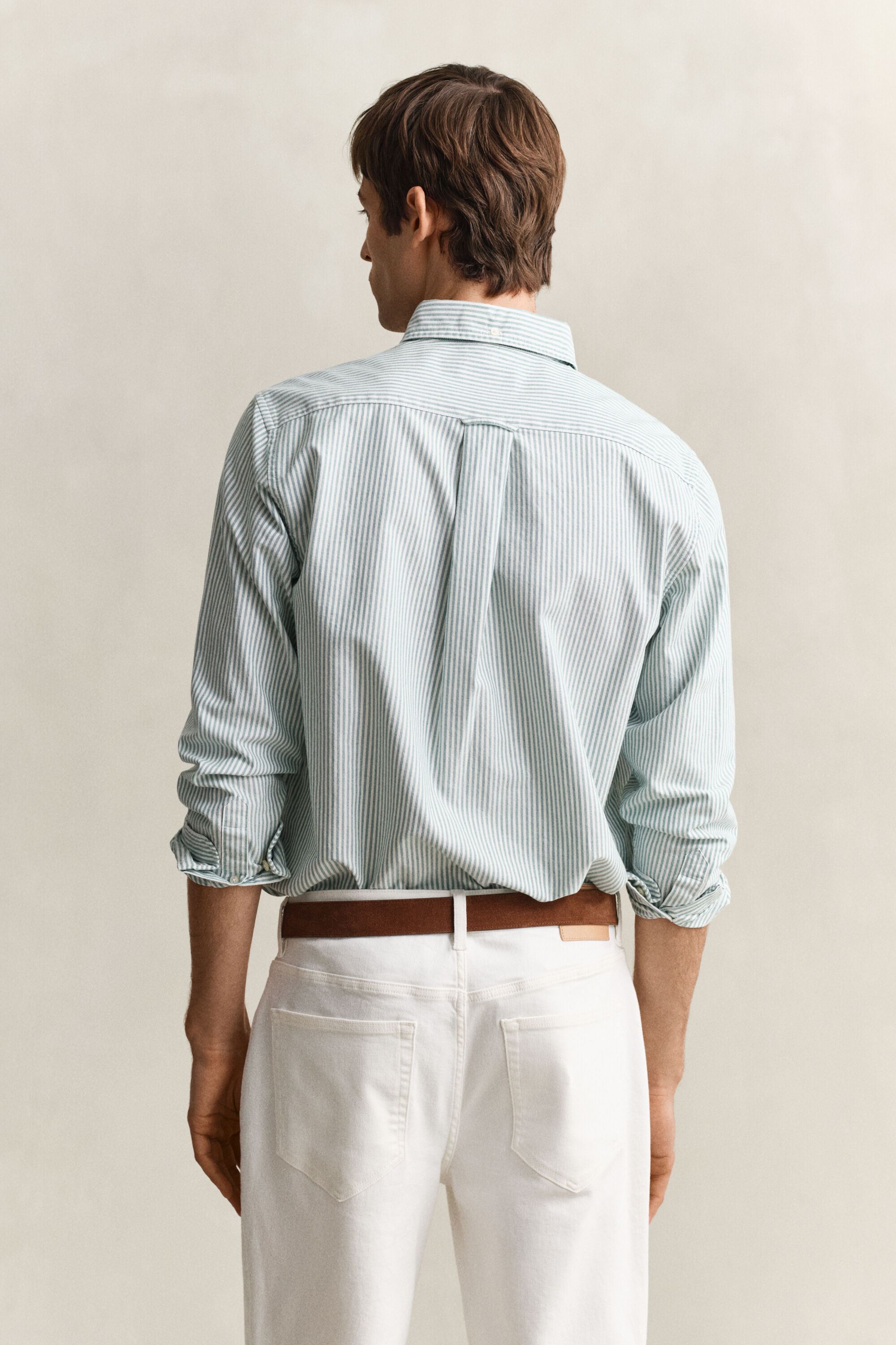 Camisa Oxford às riscas finas Classic