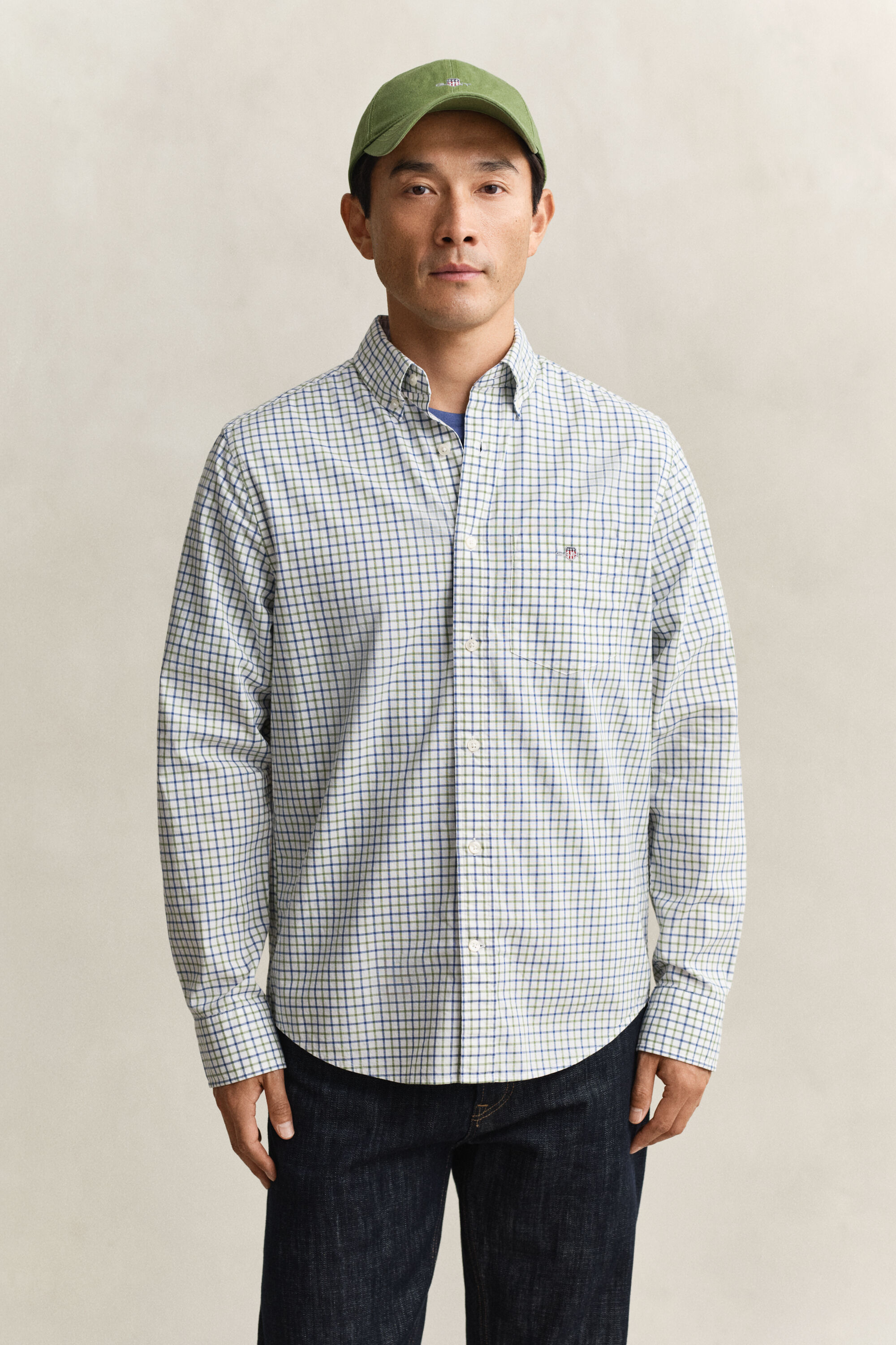 Camisa em popelina com padrão de xadrez Classic