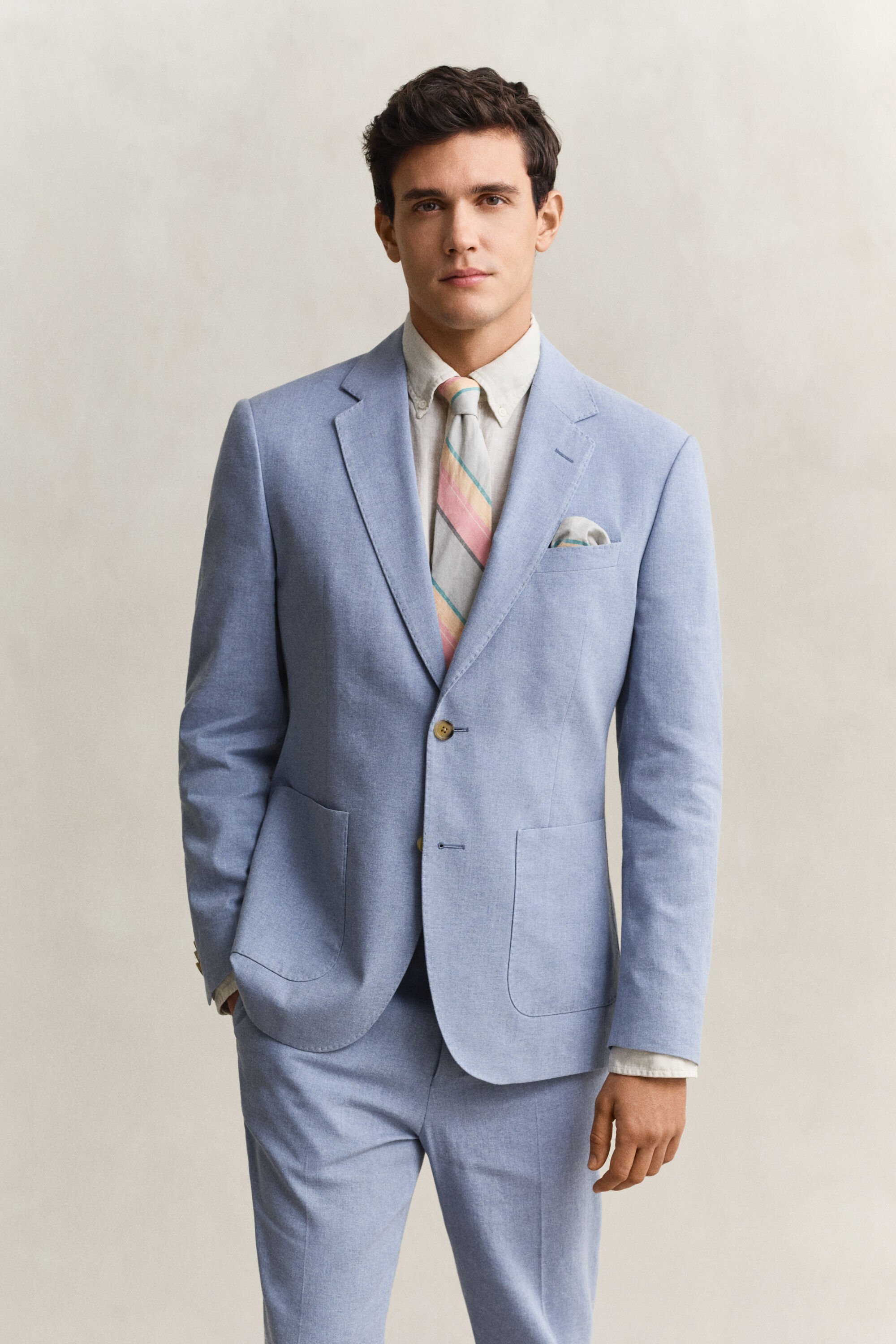 Casaco de fato em mistura de linho