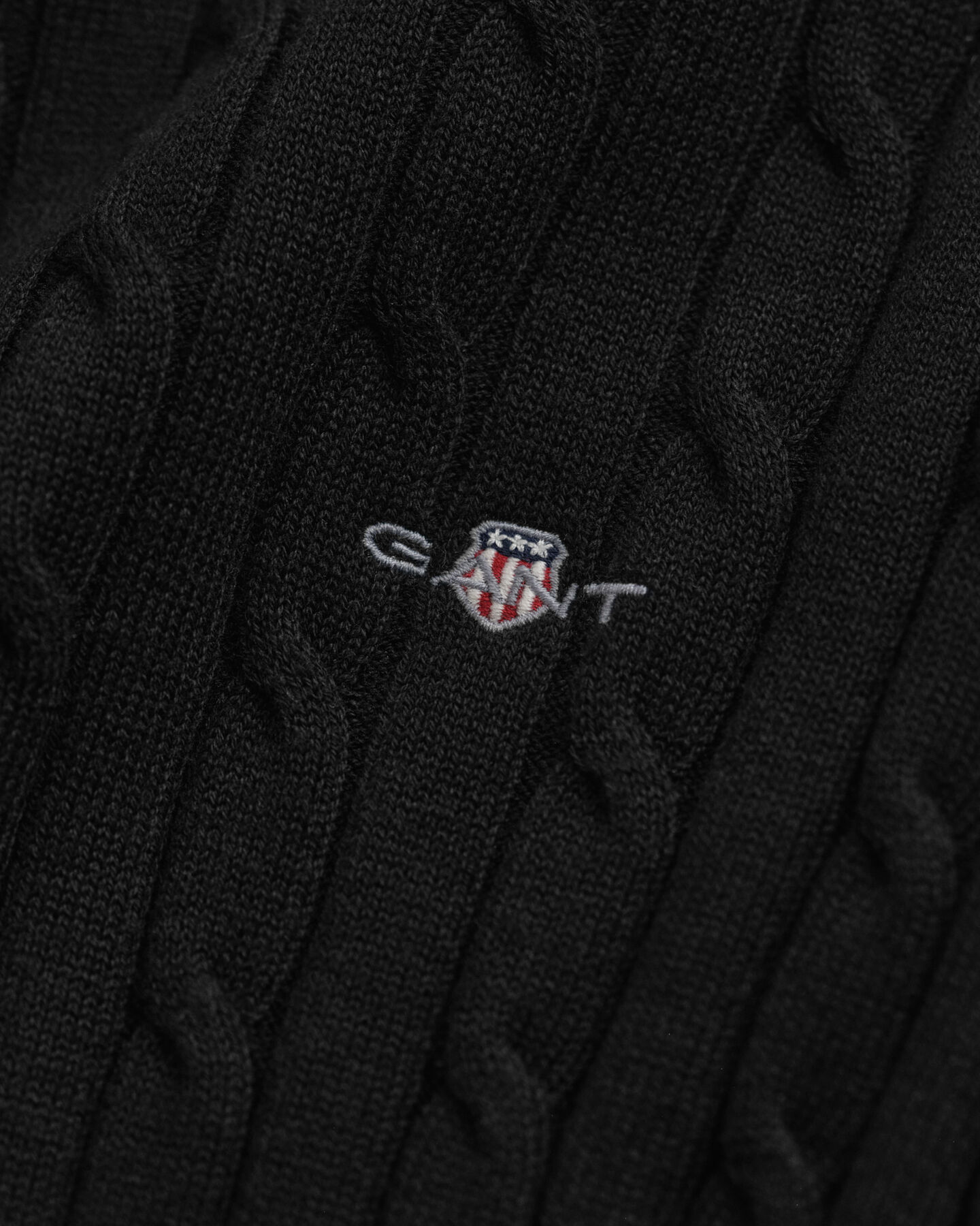 Camisola de malha entrançada com decote redondo em algodão com elastano