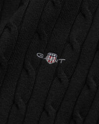 Camisola de malha entrançada com decote redondo em algodão com elastano