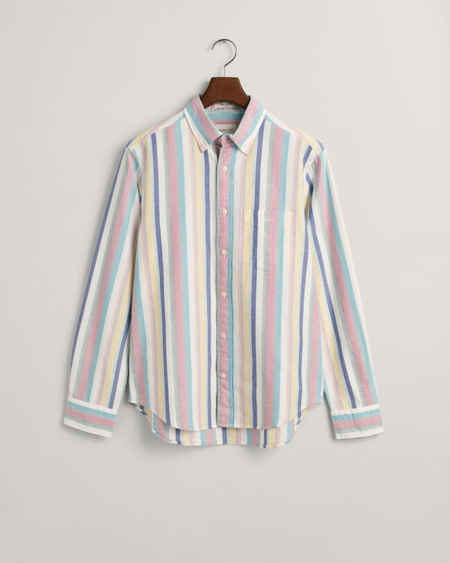 Camisa Oxford às riscas regular fit