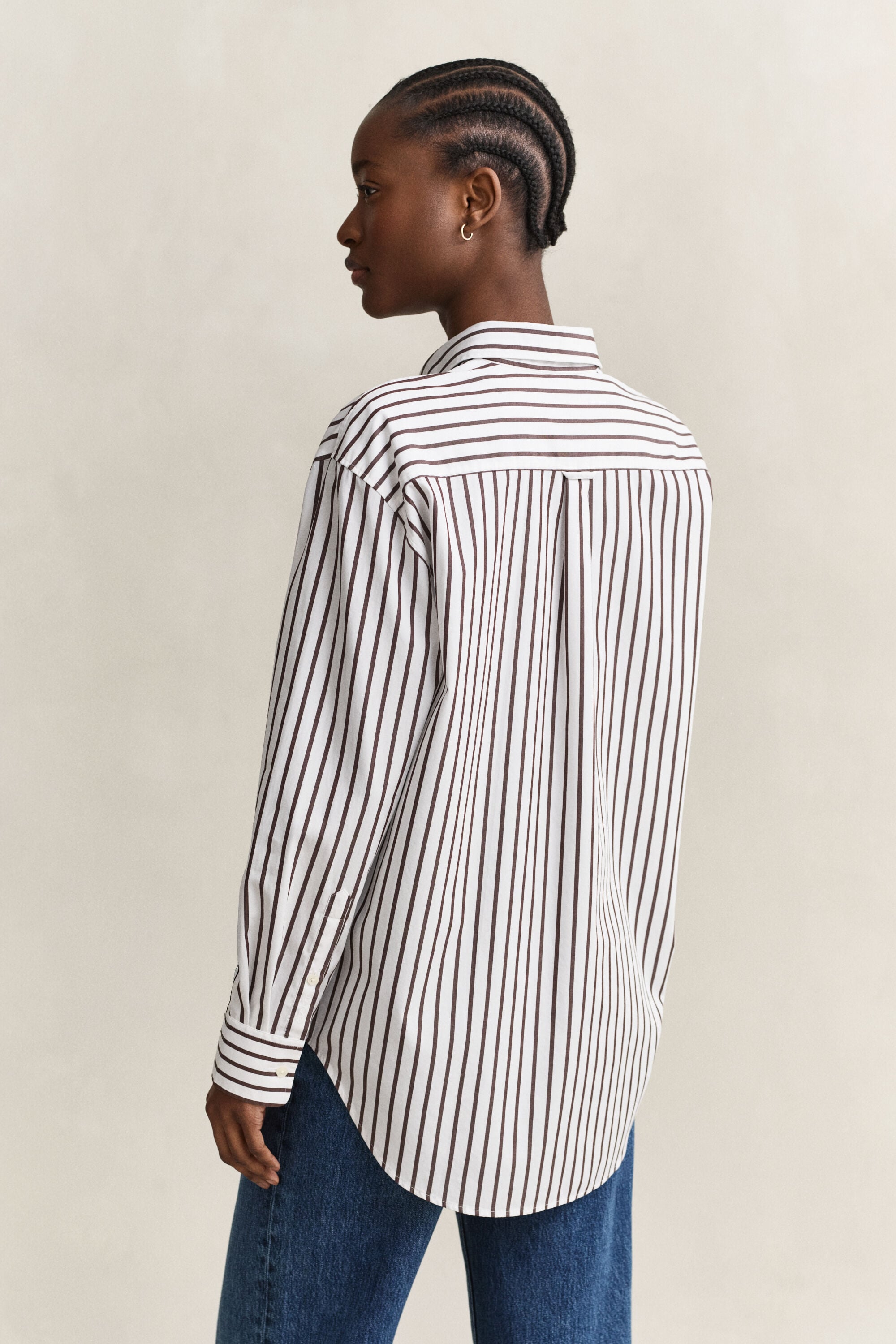 Camisa em popelina às riscas Classic relaxed fit