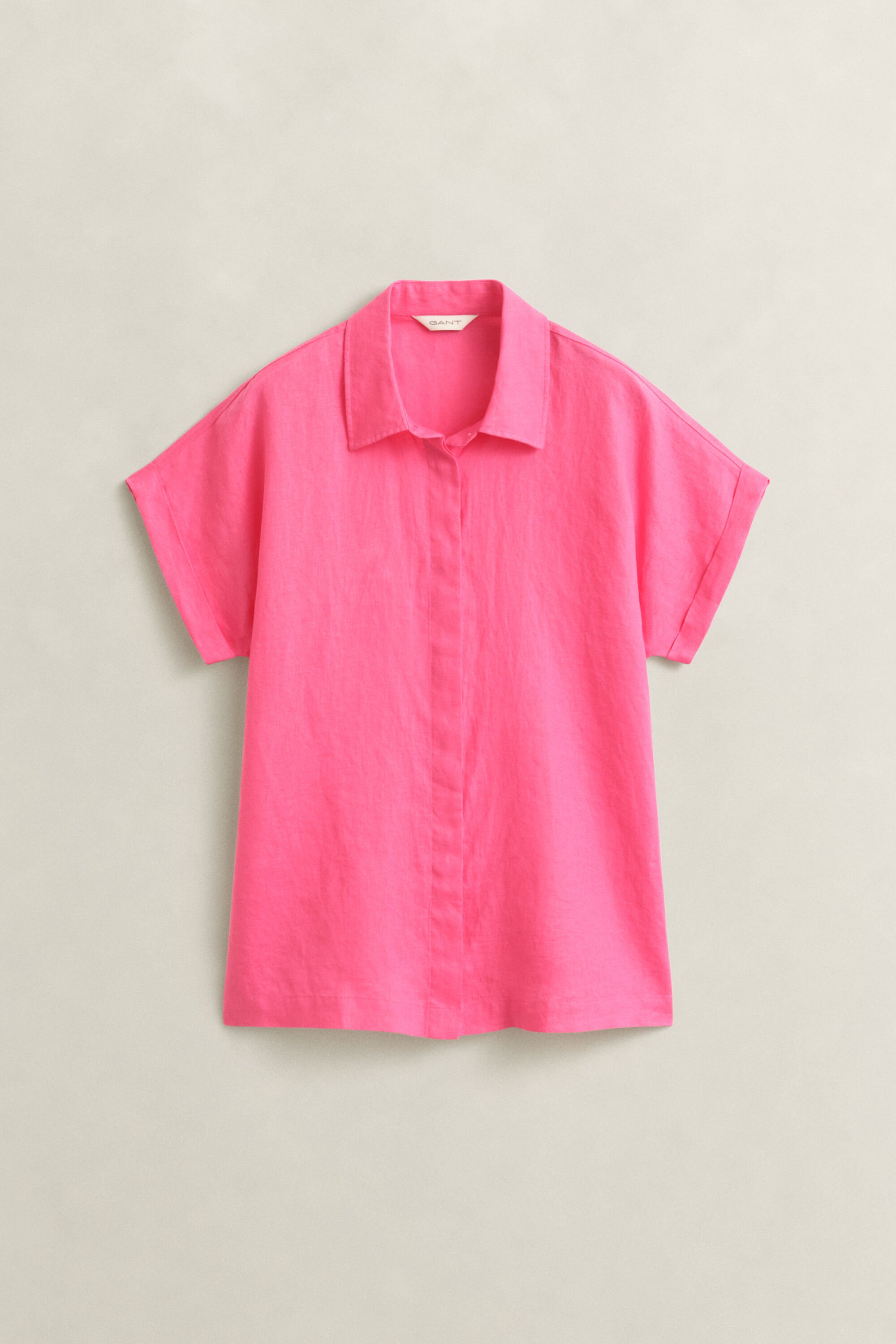 Camisa de manga curta em linho