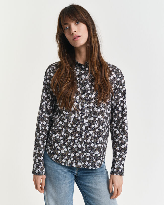 Camisa em voile de algodão com estampado Floral regular fit