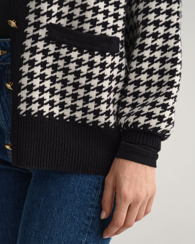 Casaco de malha oversized com padrão Houndstooth