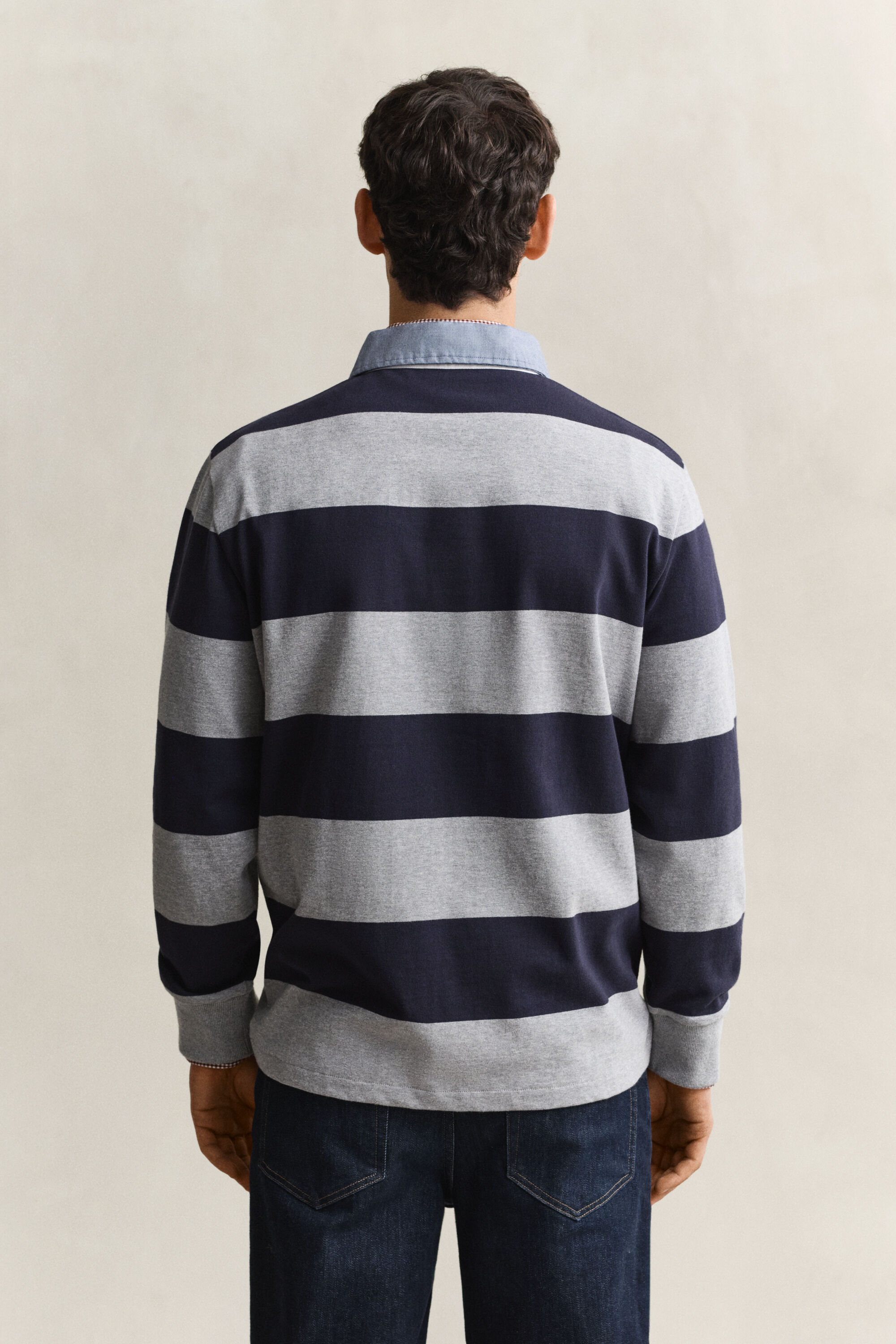 Heavy Rugger às riscas com colarinho em chambray