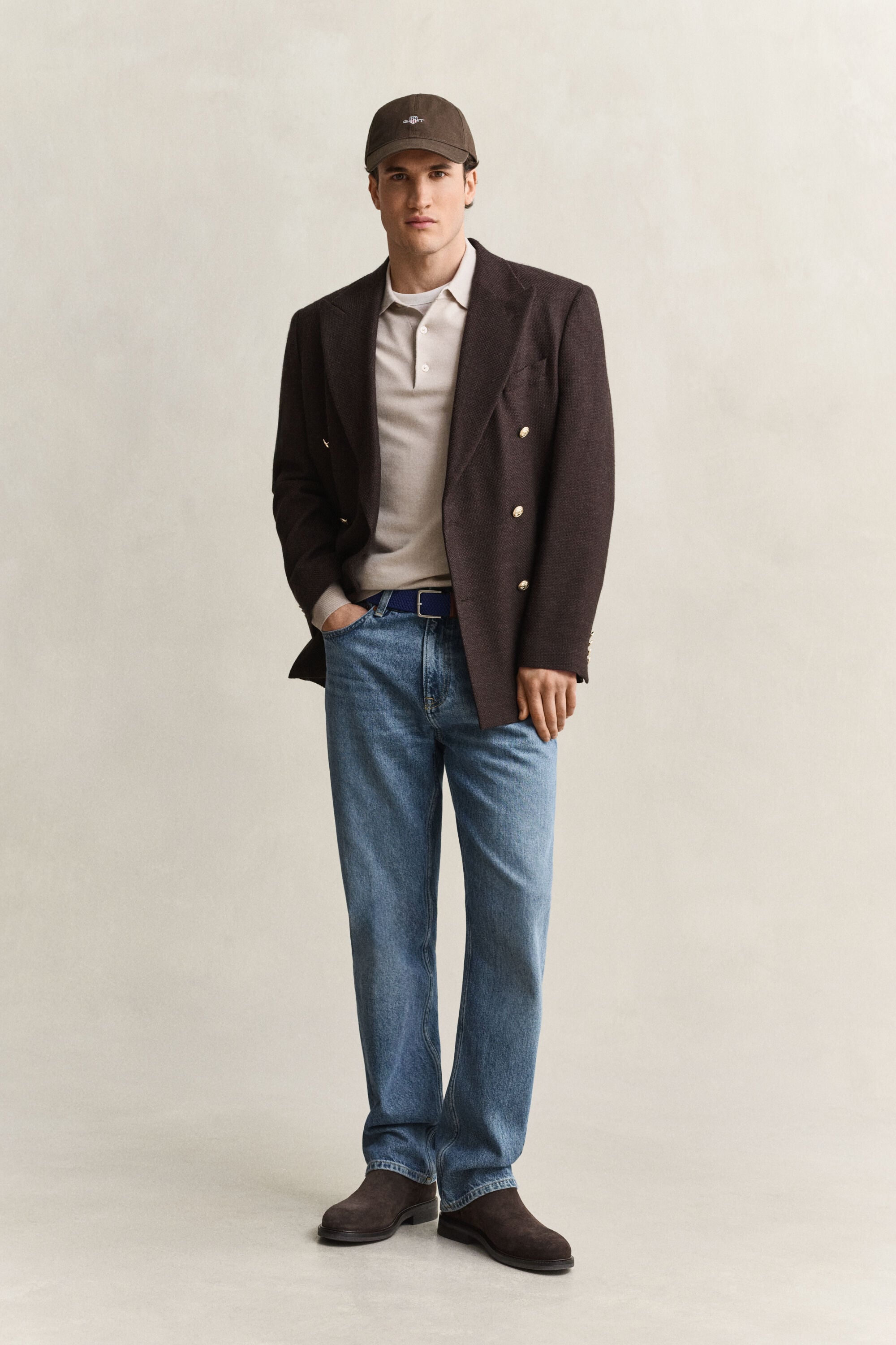 Camisola de malha estilo polo em lã de merino extrafina