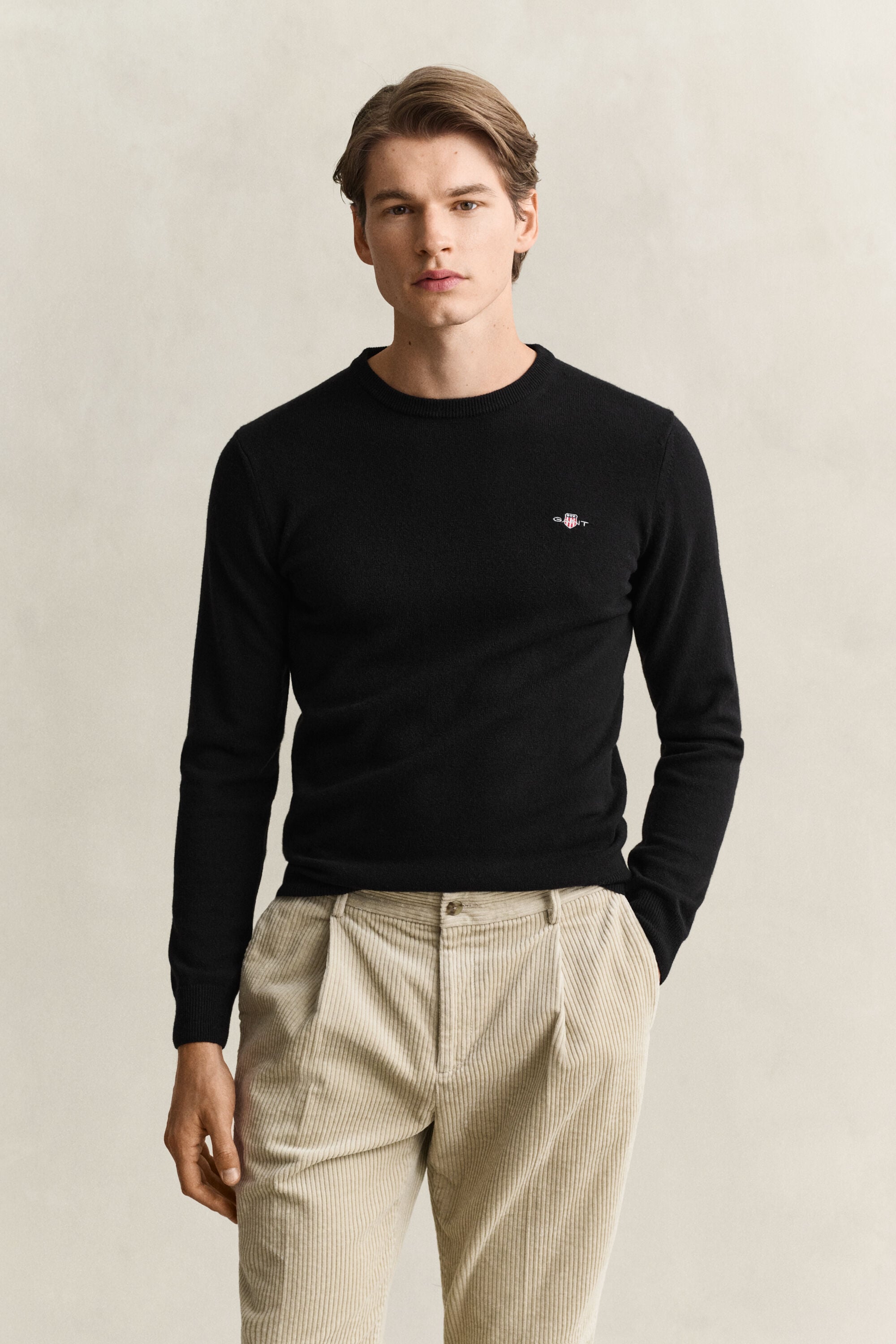 Camisola de malha com decote redondo em lã