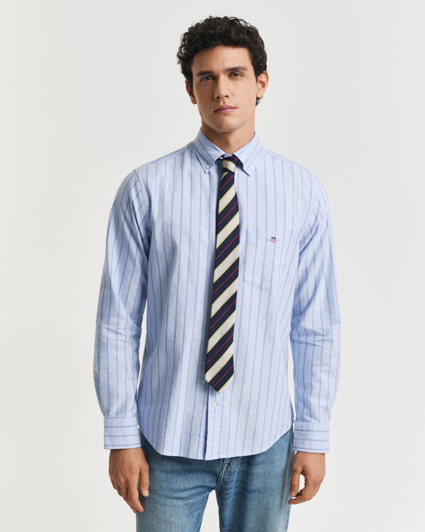 Camisa Oxford clássica às riscas regular fit