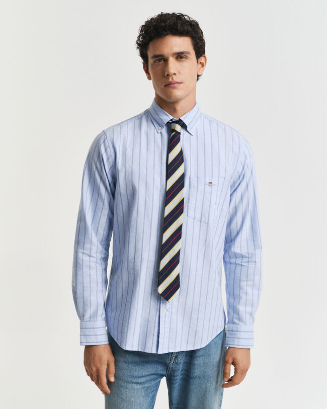Camisa Oxford clássica às riscas regular fit