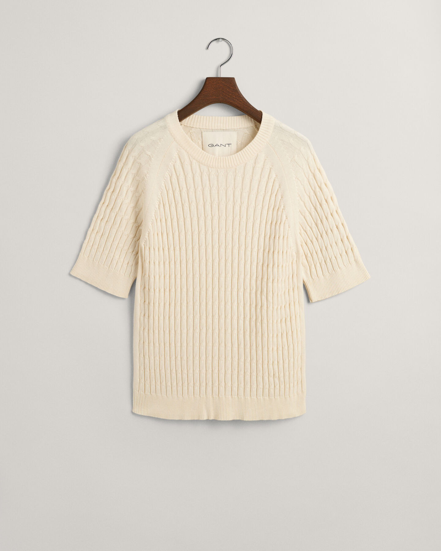 Pulover de manga m&eacute;dia em malha entran&ccedil;ada