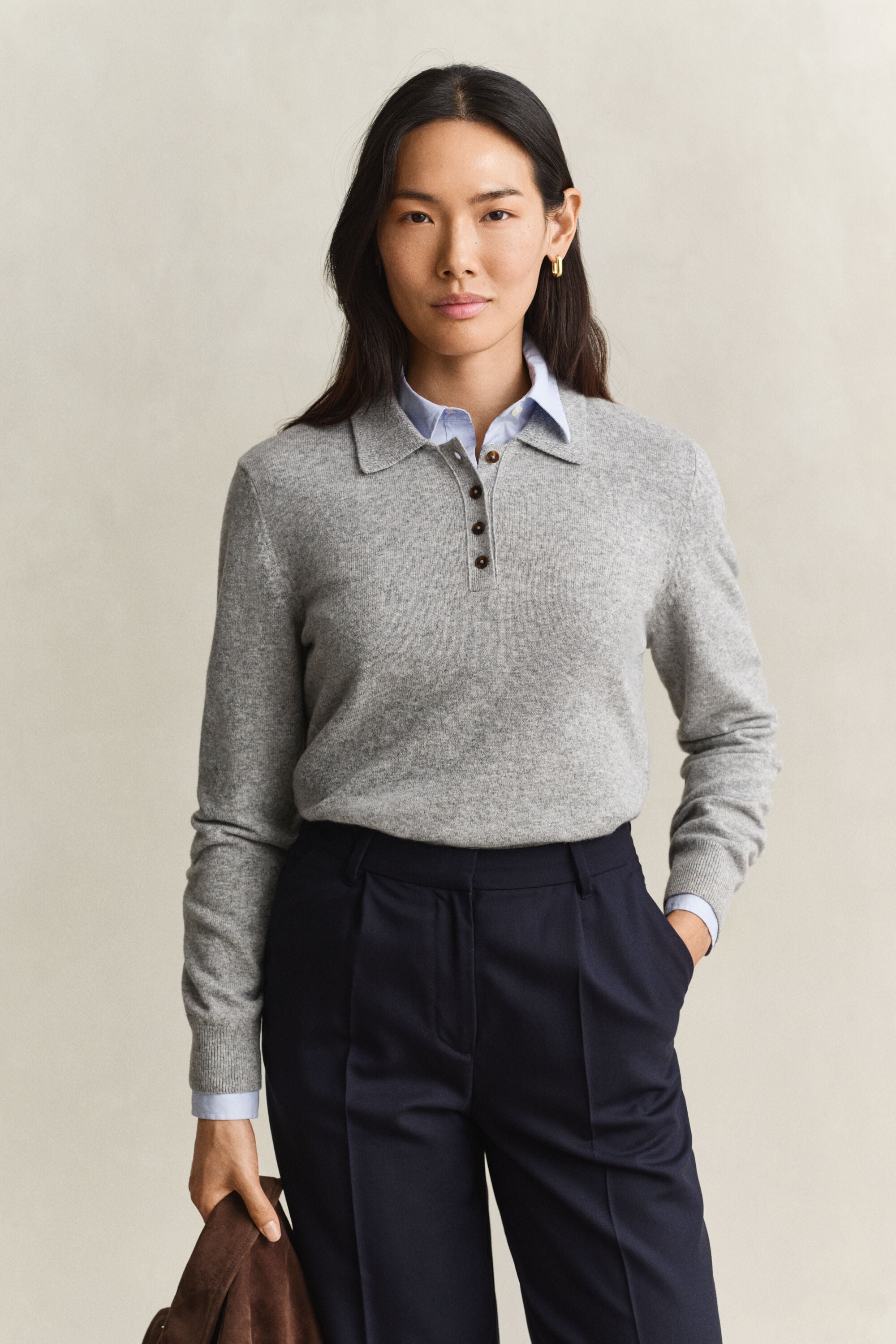 Camisola de malha tipo Rugger em lã