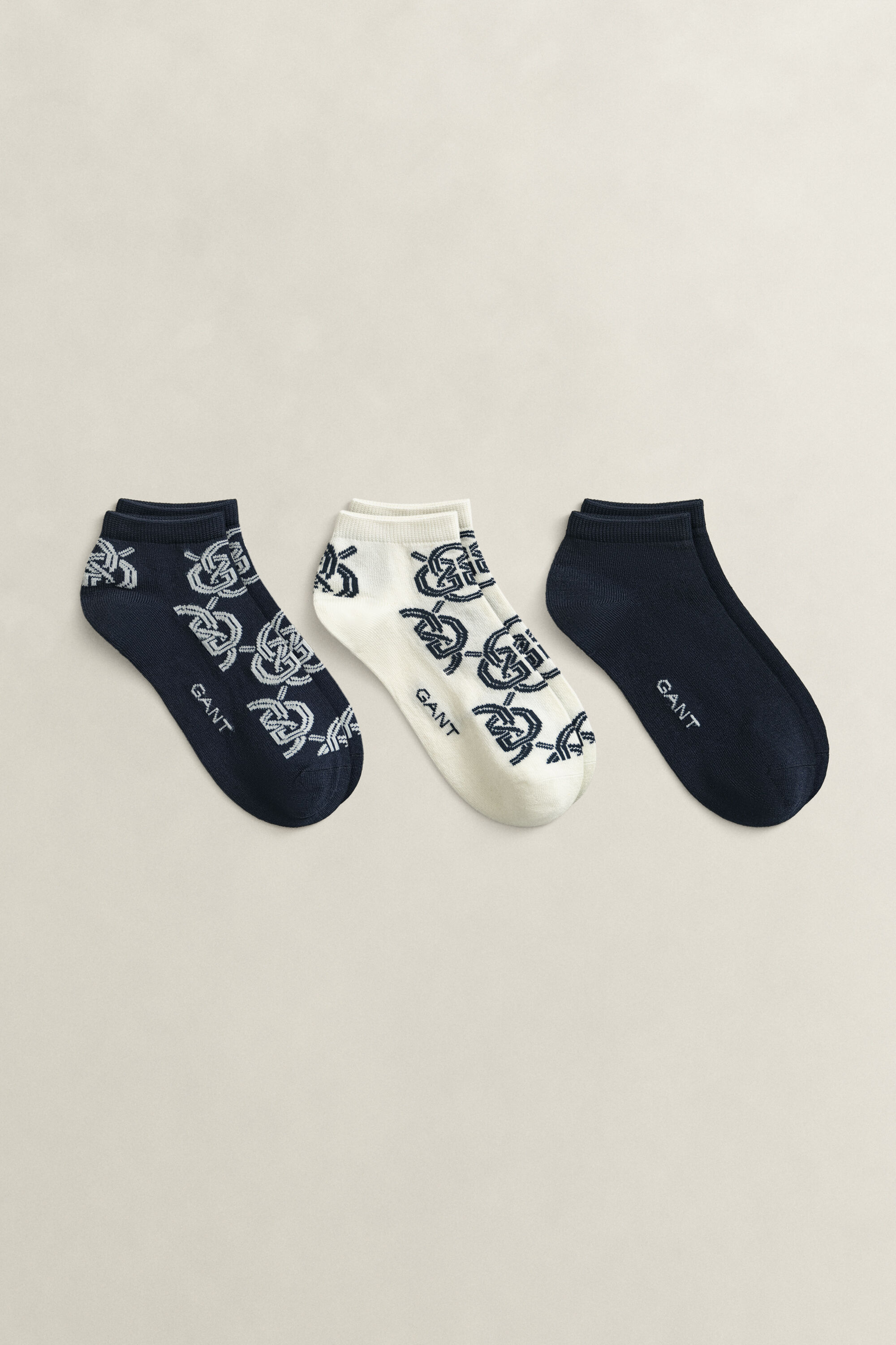 Pack de três pares de meias pelo tornozelo Monogram