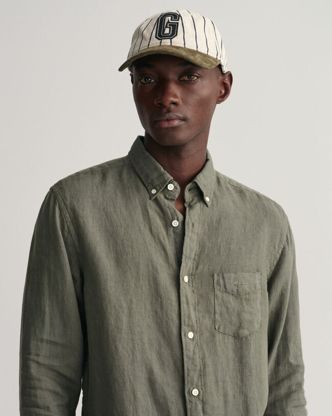 Camisa de linho tingida regular fit