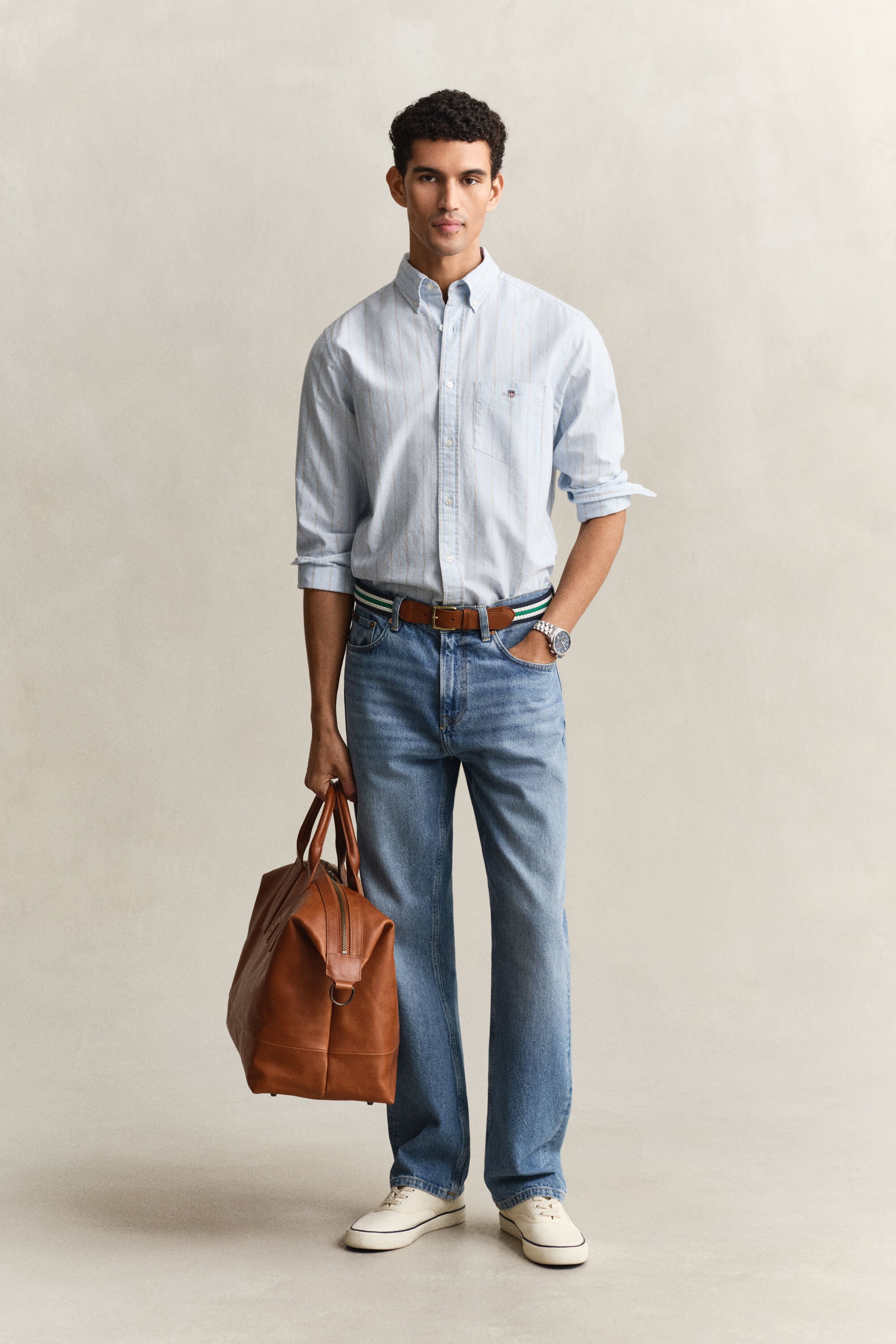 Camisa Oxford às riscas Classic