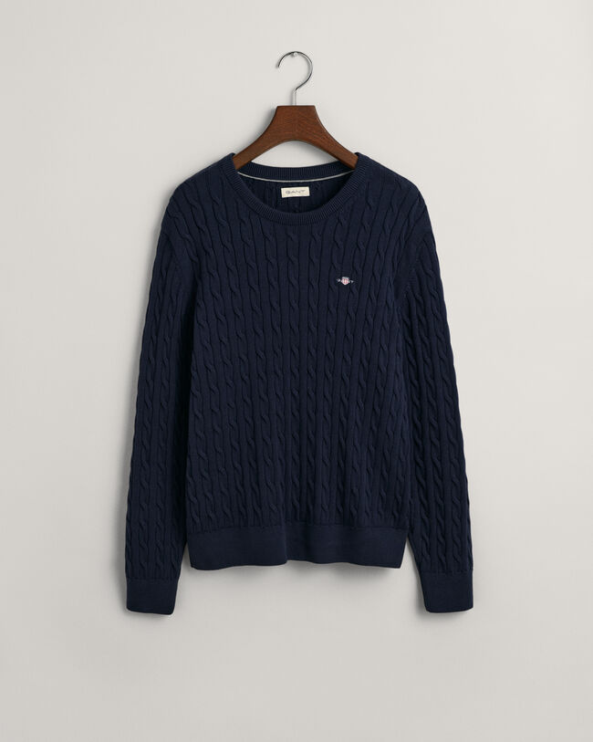 Camisola com decote redondo em malha entrançada de algodão Shield Teens