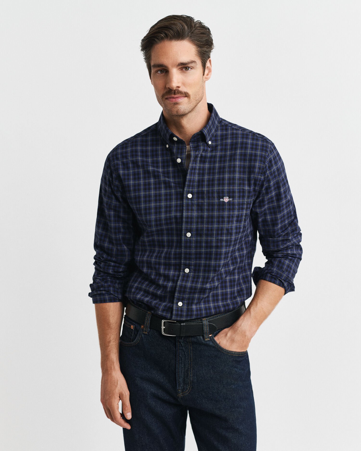 Camisa em popelina com padrão de xadrez Classic regular fit