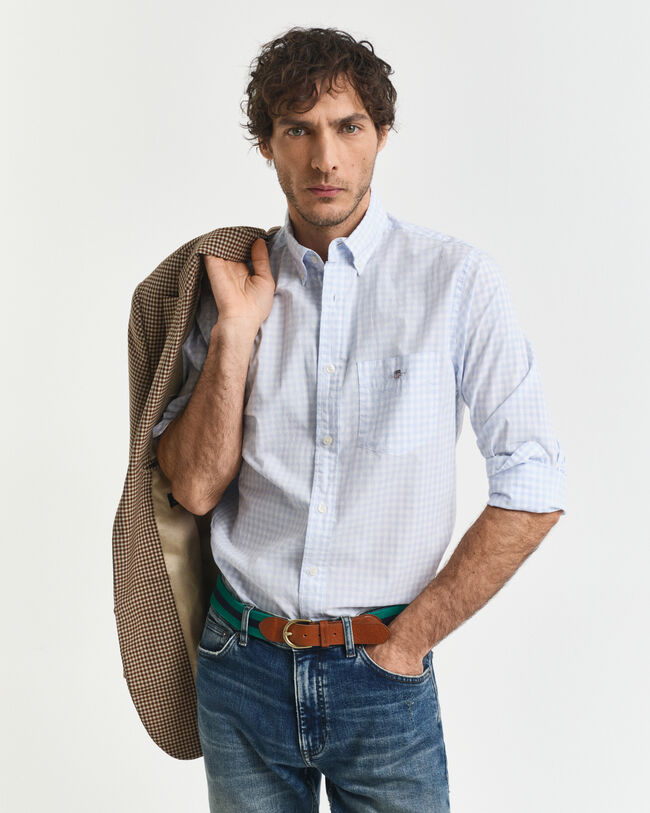 Camisa em popelina gingham Classic regular fit