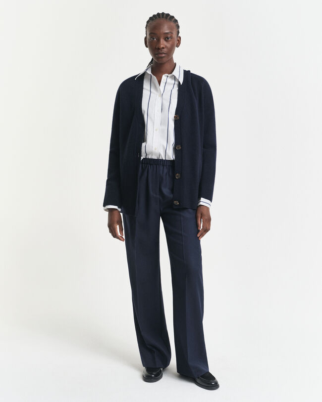 Calças pull-on em mistura de lã