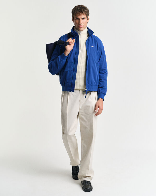 Camisola de malha com meio fecho em algodão texturizado