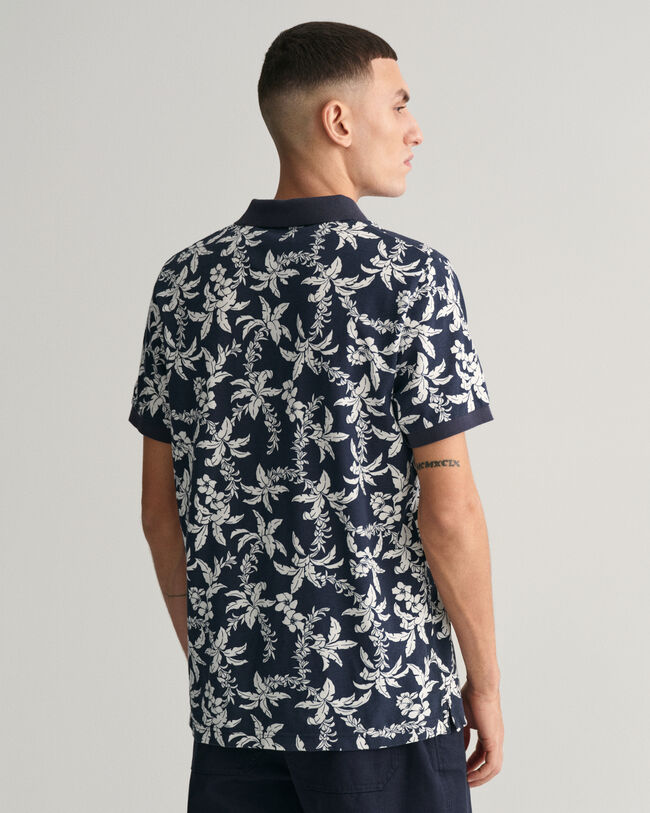 Polo em algodão piqué Palm Lei Print
